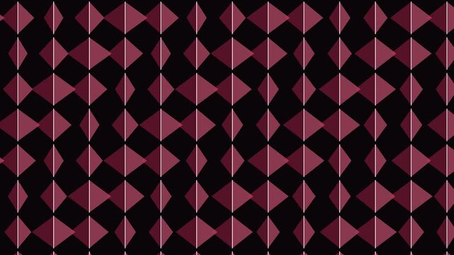 Abstract geometric animation with glowing maroon diamond patterns rotating on dark background