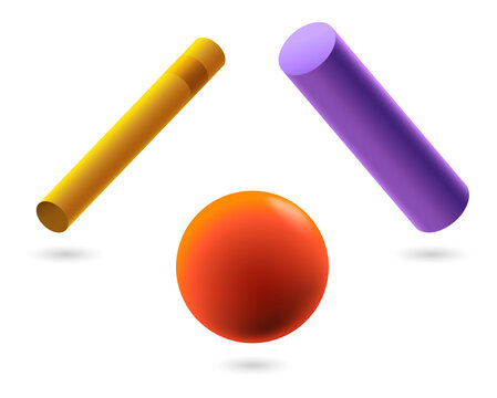 3 d shapes and sphere isolated on a transparent background
