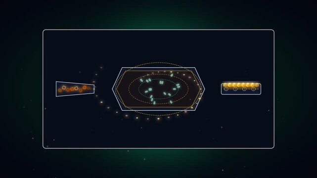 Futuristic digital interface hud with abstract data charts and glowing elements