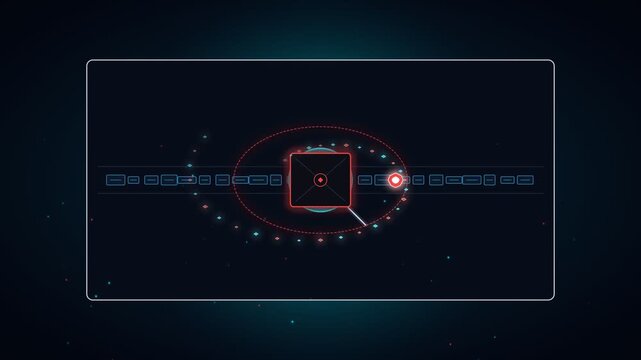 Futuristic digital interface and targeting HUD graphic display on dark background