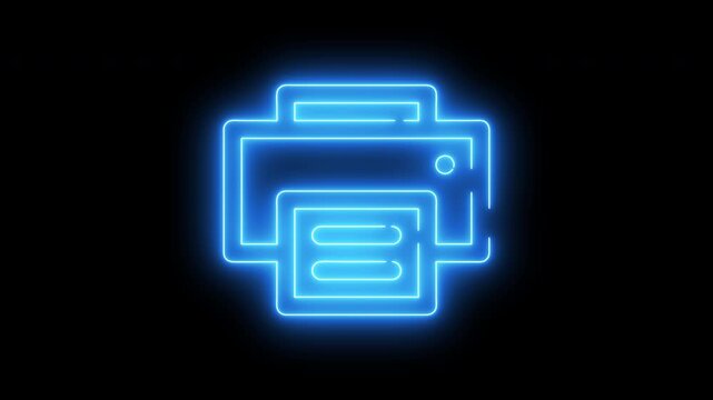 Dynamic Neon Printer Icon Motion for Modern Design