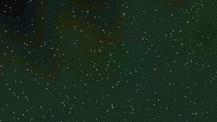Fototapeta premium Abstract halftone starry night sky background with green dots and glowing stars