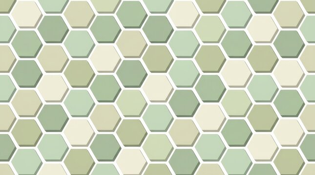 Soft sage ivory hexagon honeycomb tile mosaic background