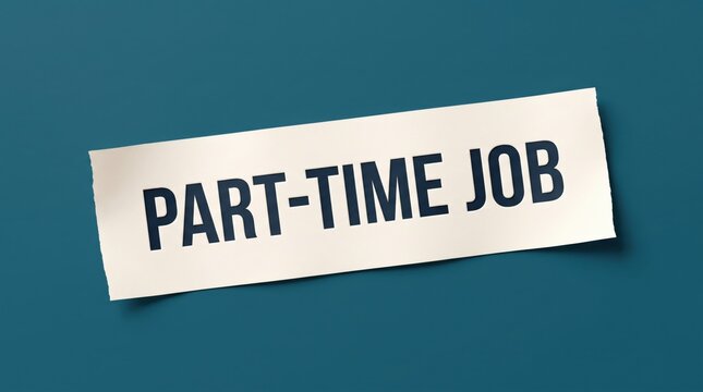 White torn paper strip with part time job text on a blue background