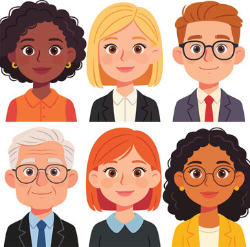 Diverse business people avatar set cartoon professional portraits of multiethnic corporate workers isolated on white background