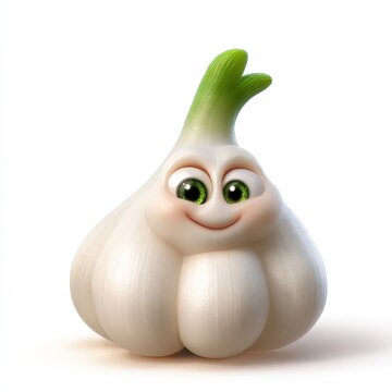 Adorable Cartoon Garlic Bulb with Big Eyes and a Smile