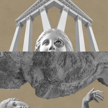 Surreal crazy collage. Art poster, concept, zine cover, funky print. Artwork unusual abstract style.