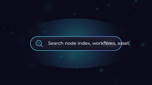 Futuristic search bar interface with glowing neon lines on a dark spooky Halloween inspired background for node index and digital assets