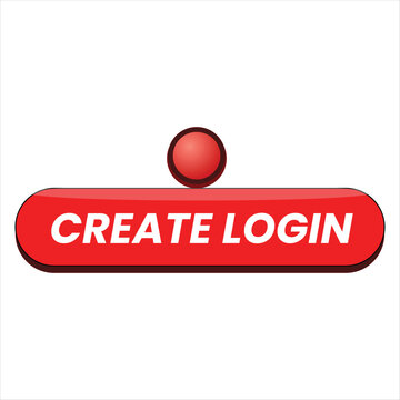  Red Glossy Capsule Create Login Web Button with Top Orb Icon Vector