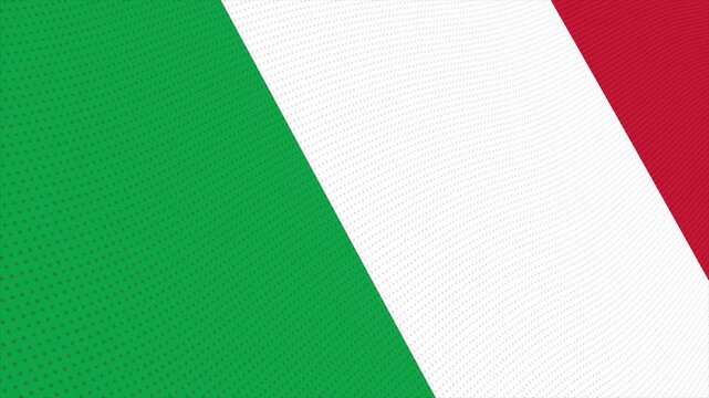 Flag of Italy waving slowly in the foreground and moving upwards.
