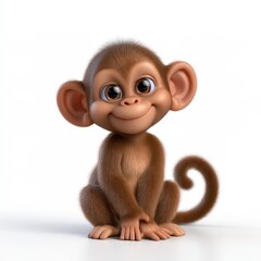 Obraz premium Adorable Animated Monkey Sitting and Smiling