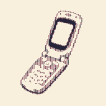 Retro mobile phone illustration with minimalist design and subtle color gradient