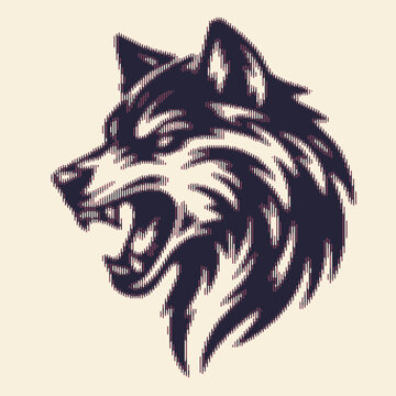 Dark stylized wolf illustration with detailed line work and vintage aesthetic