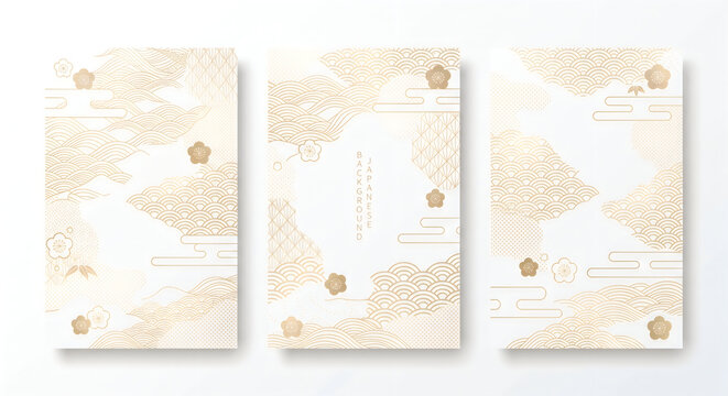 Beautiful floral pattern with cherry blossoms and trees