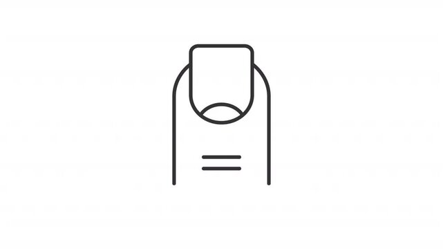 Animated finger nail outline icon. Healthcare and medicine animation. Body cosmetic care. Manicure beauty industry. Personal hygiene. Flat line motion graphic loop on transparent white