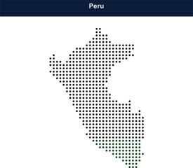 Obraz premium Map of peru made of small dark square dots on a clean flat surface
