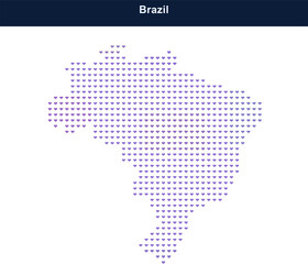 Fototapeta premium Abstract map of brazil made with small colorful digital dots and grid patterns