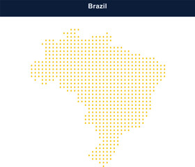 Fototapeta premium Abstract yellow dot map of brazil made of small circles on a simple dark background