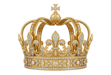 Imperial Golden Royal Crown Adorned with Diamonds and Fleur de Lis © Masnoon