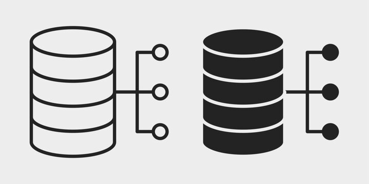 SaaS Database Icon represents software services, cloud databases, data storage, online platforms, information management, and digital business systems with editable outline and fill.