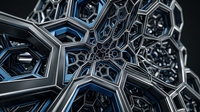 Intricate Three Dimensional Hexagonal Metal Structure With Geometric Design Pattern transparent background
