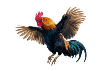 Majestic Colorful Rooster Spreading Its Wings © Masnoon