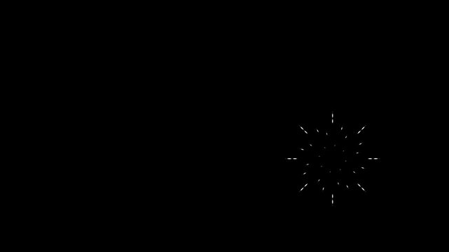 Luxury sparkle burst with line blast effect and firework shape explosion, 4k abstract motion background, and sparkle blast line glitter motion graphic fireworks 4k isolated on black screen.