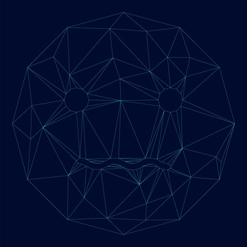 Smiley low poly triangulation triangulated polygonal electric cyan blue vibrant aqua neon color vector illustration image outline contour line