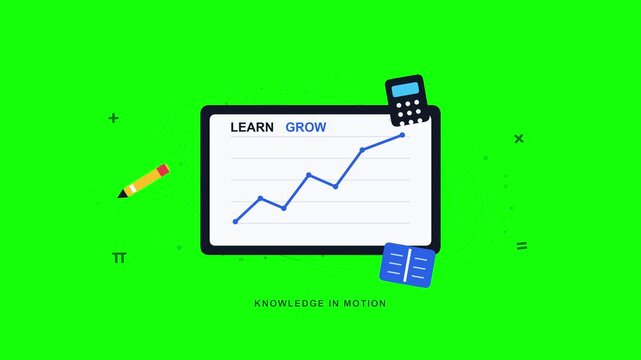 Illustration of Knowledge Growth and Learning Progress on a Digital Tablet with Study Accessories