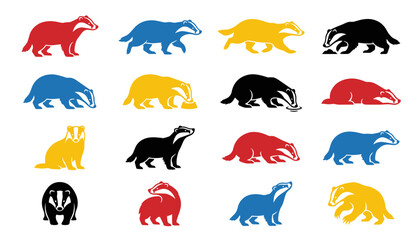 Badger Silhouette Set Honey Badger Poses Vector Collection Mascot Logo Icon Set © MSTNURJAHAN