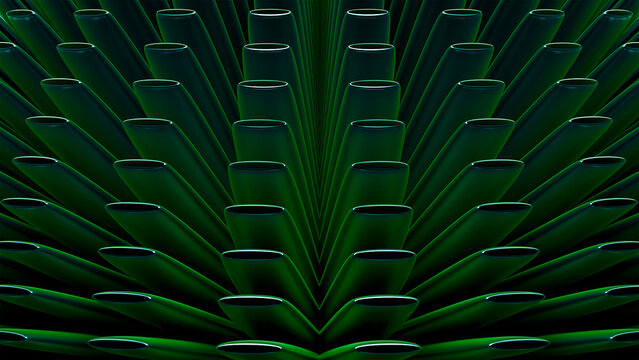 Luxury Deep Green Organic Pattern with Curved Botanical Shapes