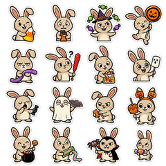 Obraz premium Cute Bunny Holding Halloween Candy