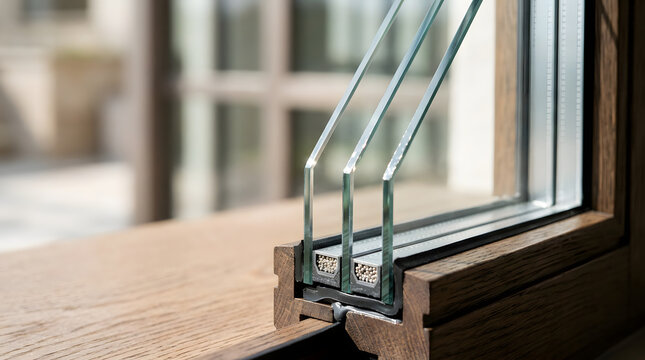 triple glazed energy efficient window edge profile demonstrating advanced thermal insulation for sustainable high performance building design