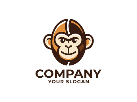Happy monkey mascot logo design