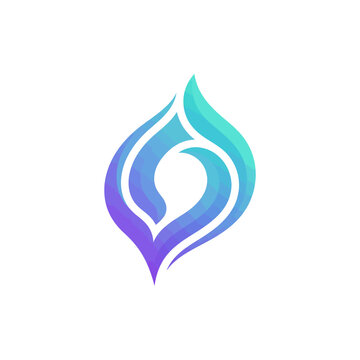 Modern abstract gradient logo icon with purple and blue wave shapes on white background