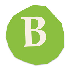 Letter b in a cream color inside a rough green circular shape emblem © MST LOVELY BEGUM