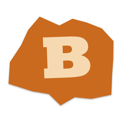 Letter b character inside a rough orange stone shape icon illustration © MST LOVELY BEGUM