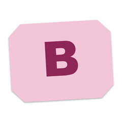 Letter b capital alphabet character on a soft pink rounded rectangular shape button © MST LOVELY BEGUM