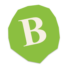 Letter b character on a green irregular shape badge for design and branding © MST LOVELY BEGUM