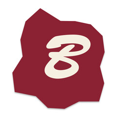 Letter b written in a stylish cursive font on a dark red abstract rock shape © MST LOVELY BEGUM