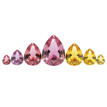 Pink and yellow crystal gems in a teardrop shape
