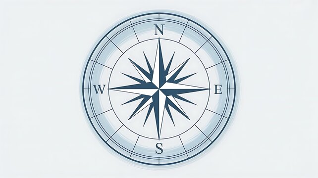 Compass rose showing north, south, east and west directions, navigation, travel, orientation and exploration concept