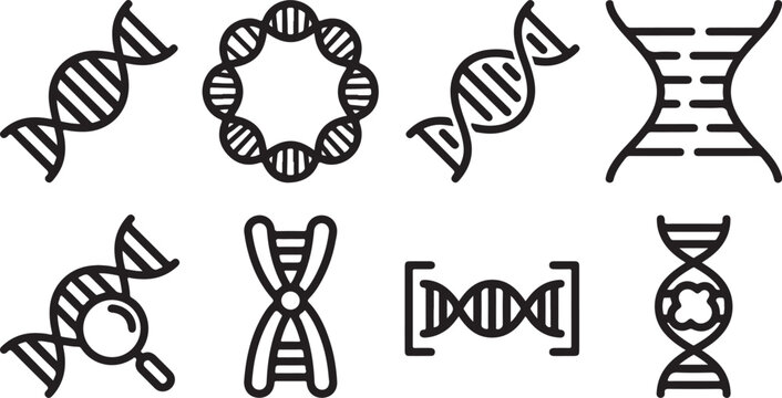 Various dna and chromosome vector icons set