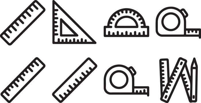 Set of school and drafting measuring tools icons