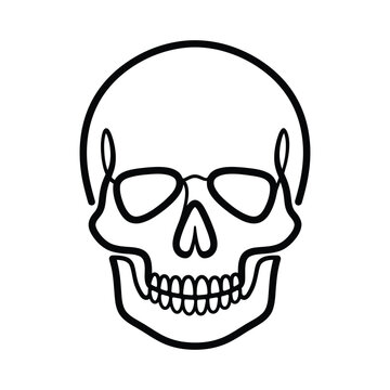 Black and White Skull Outline Vector Graphic Symbol for Design and Print