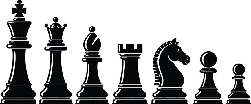 Chess Pieces Black Silhouette Vector Set