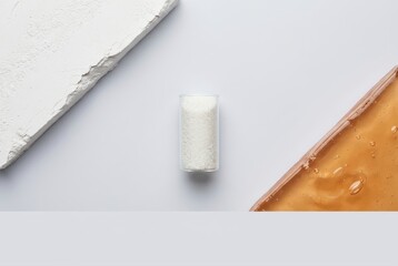 Obraz premium Sweetener concept with honey salt and powder minimal flat lay