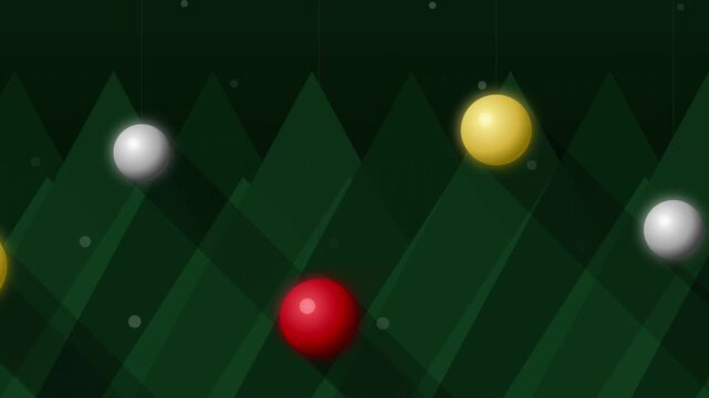 Minimalist geometric christmas trees with colorful ornaments