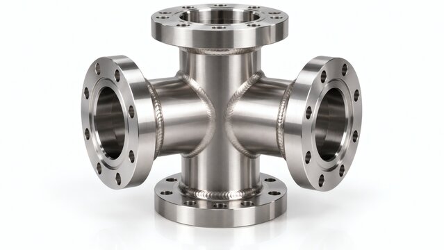 Precision Machined 304 Stainless Steel Four-Way Cross Vacuum Chamber Fitting