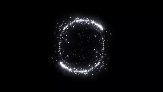 Twinkle stars line glitter sparkles, forming a shimmering doodle sparkle trail, fairy dust, glowing star particles burst, fairy dust wand glitter stars trail transition on black screen. 4k video